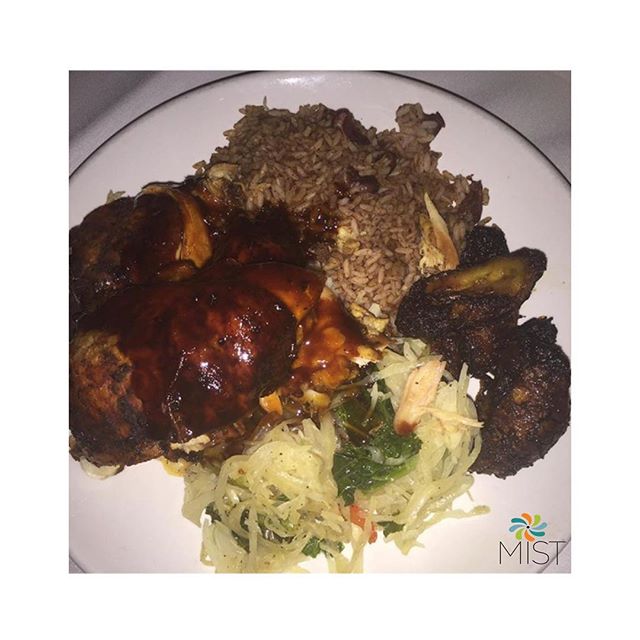 Today is #CaribbeanCornerMonday here at #MISTHarlem. Come in and enjoy our $5 Jerk Chicken Plate. $5 Curry Chicken and $6 Oxtail Plates are also available. #CaribbeanBites #Food #Oxtails #JerkChicken #Cabbage #SweetPlantains #Rice #BBQ #NYC #Vibes #GoodFood #Cocktails